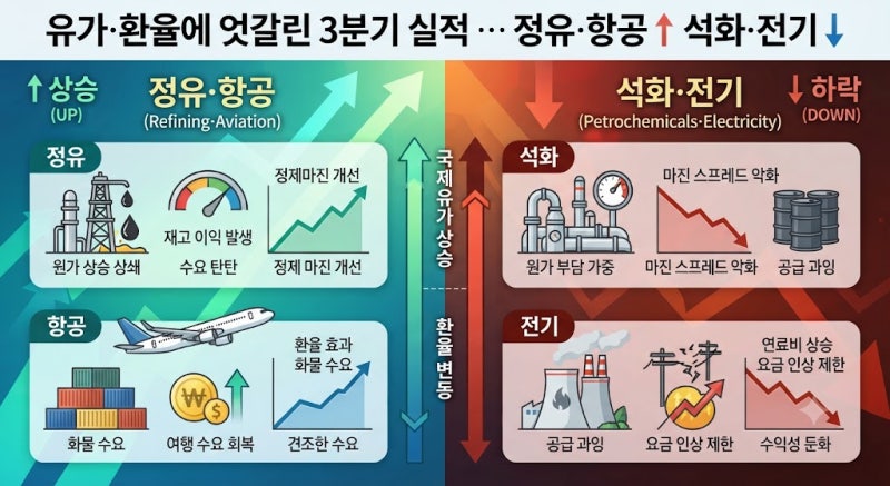 유가·환율 대격변의 3분기: 웃은 정유·항공 vs 울은 석화·전기