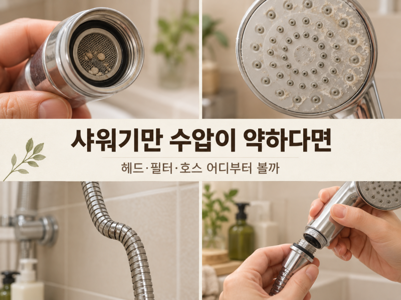 세면대는 정상인데 샤워기만 수압이 약할 때｜헤드·필터·호스 어디부터 볼까