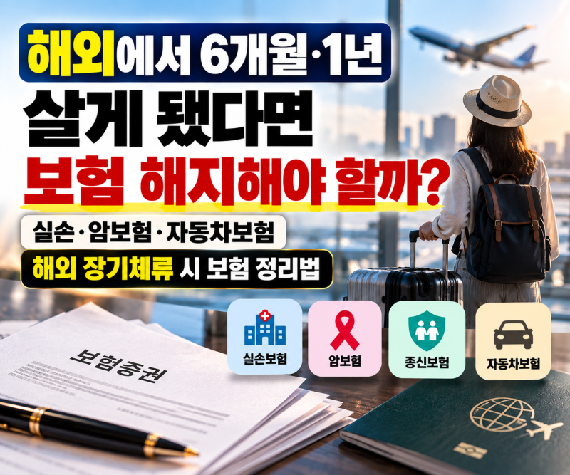 해외에서 6개월·1년 살게 됐다면 국내 보험 해지해야 할까? 출국한다고 보험부터 해지하지 ....