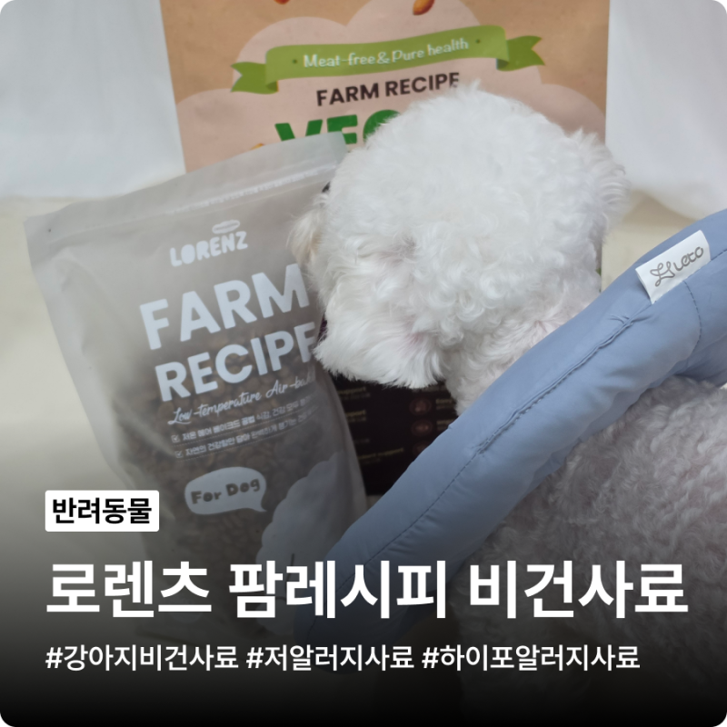 강아지 눈물자국 사료 로렌츠 팜레시피 비건 사료 내돈내산 후기