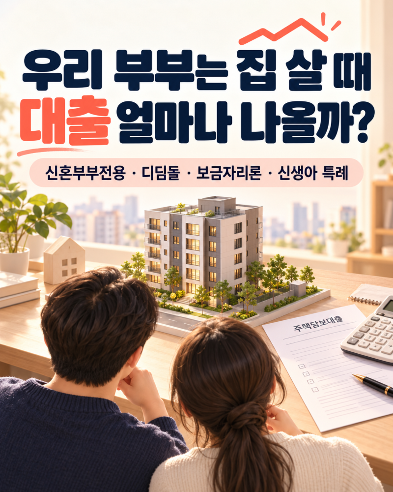 신혼부부 집 사려면 대출 얼마나 나올까? 2026 디딤돌·보금자리론 조건 정리