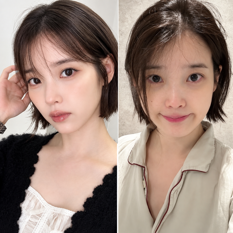 "화장 전도 별 차이 없네".. 아이유가 직접 공개한 민낯 → 풀메이크업