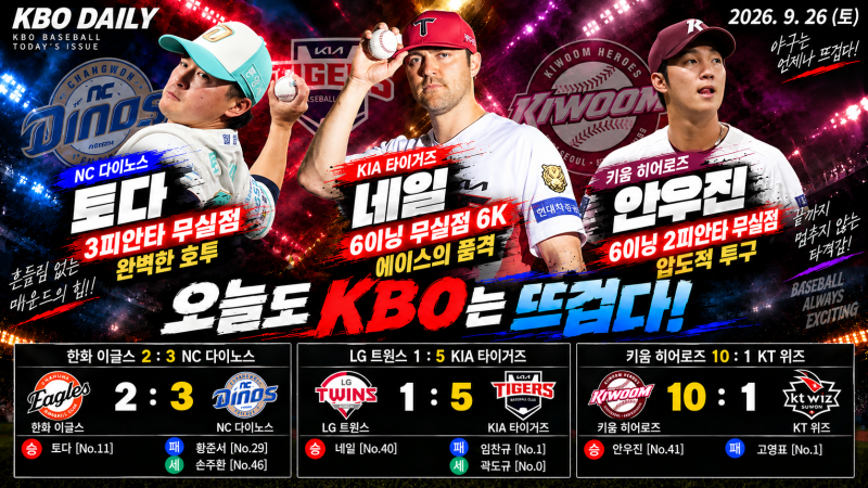 ⚾ KBO DAILY | 2026년9월26일(토) 경기결과 정리