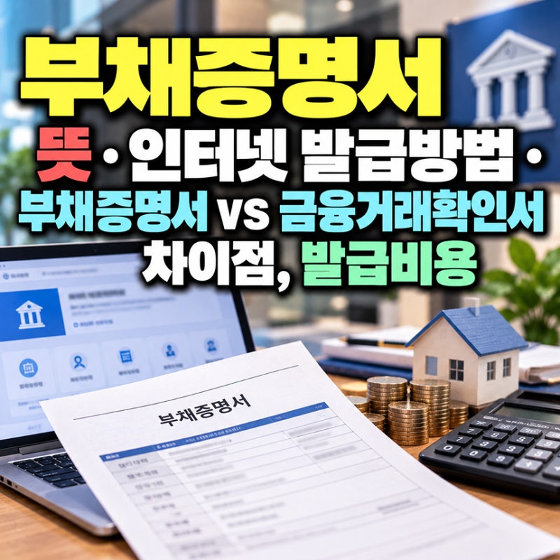 부채증명서뜻·인터넷 발급방법·부채증명서 vs 금융거래확인서 차이점, 발급비용