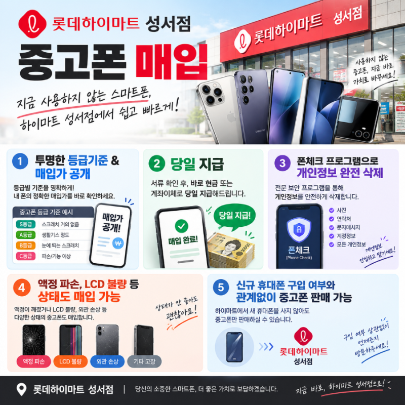 개인정보 유출 걱정없이 안심하고 중고폰 판매! 롯데하이마트 성서점에서 (폰체크 인증 데이....