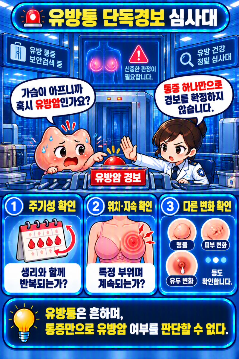 생리 전에 가슴이 아프면 유방암 신호일까? 유방통 원인과 확인해야 할 증상