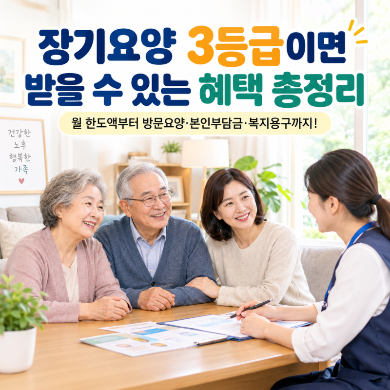 [장기요양등급] 장기요양 3등급이면 받을 수 있는 혜택 총정리 - 2026년 월 한도액부터 방문요....