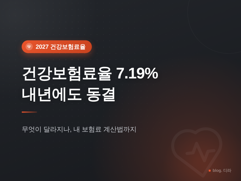2027년 건강보험료율 7.19% 동결, 무엇이 달라지나 | 내 보험료 계산법까지 쉽게 정리