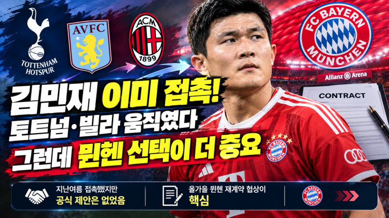 김민재 토트넘·빌라가 이미 접촉…그런데 뮌헨 선택이 더 중요합니다