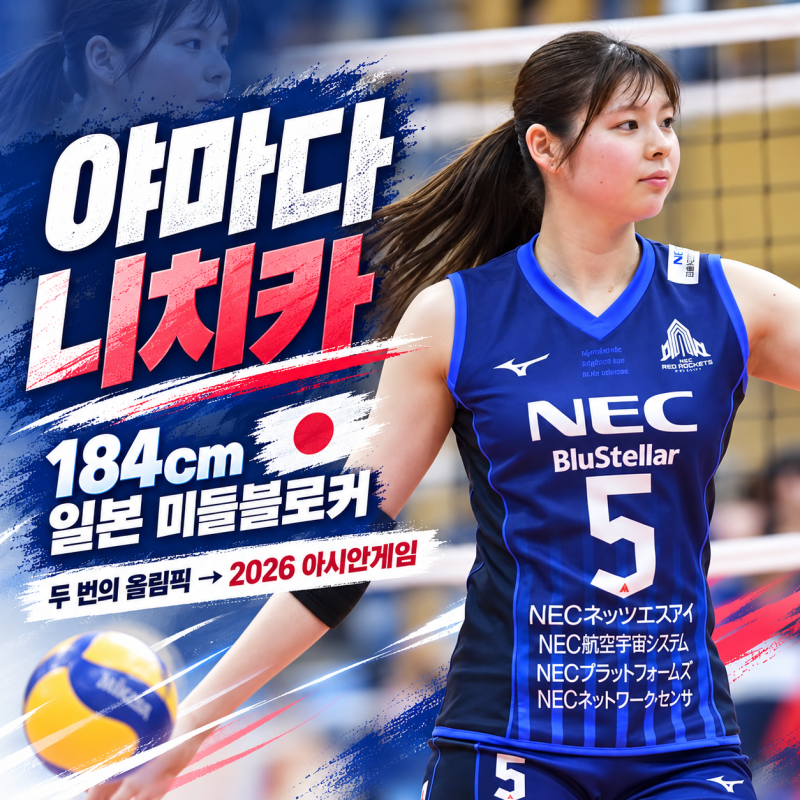야마다 니치카 배구선수 프로필｜184cm 일본 미들블로커, 두 번의 올림픽→2026 아시안게임까....