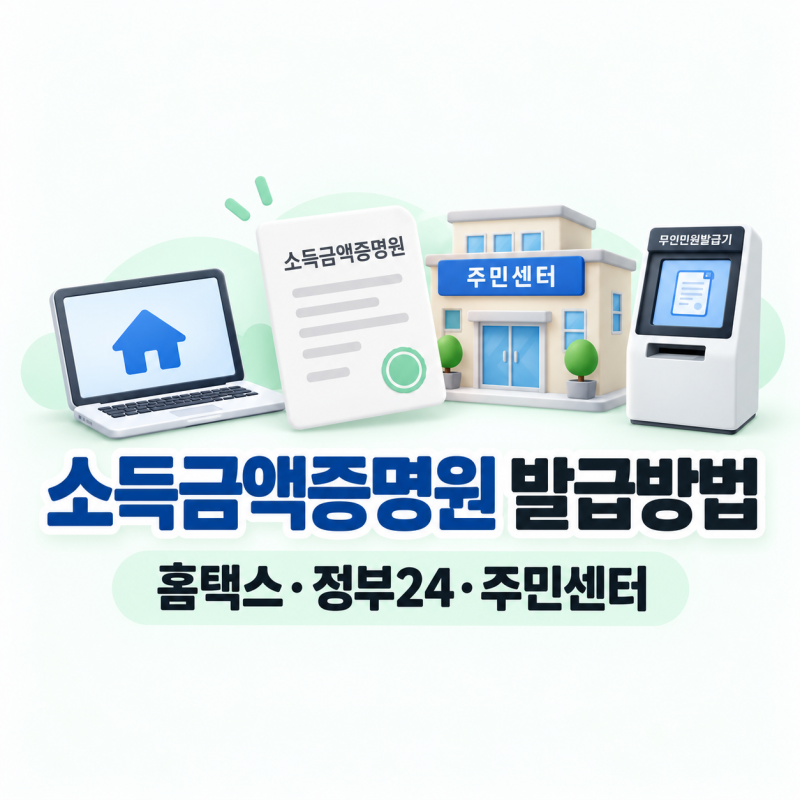 소득금액증명원 발급방법, 홈택스·정부24·주민센터 정리