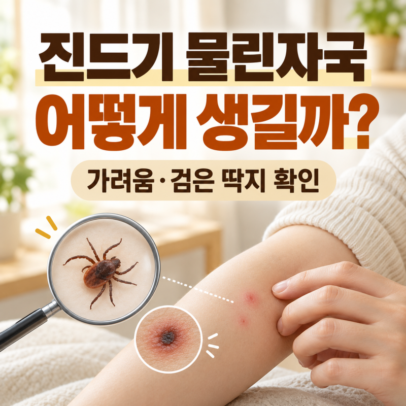진드기 물린자국 어떻게 생길까? 가려움·검은 딱지와 물렸을 때 대처법