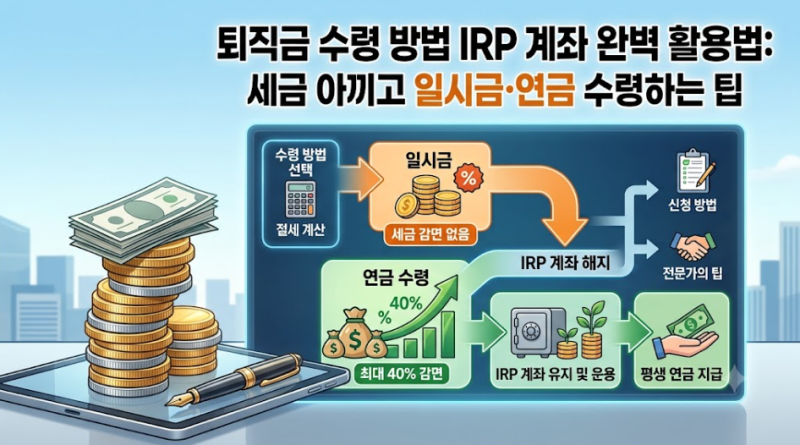 퇴직금 수령 방법 IRP 계좌 완벽 활용법: 세금 아끼고 일시금·연금 수령하는 팁