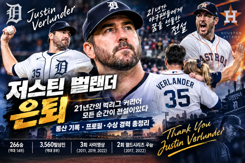 MLB 저스틴 벌랜더 은퇴｜21년 빅리그 커리어 통산 기록·프로필·수상 경력 총정리