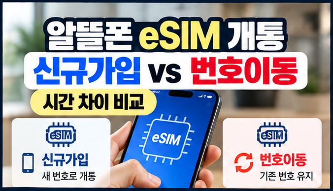 알뜰폰 eSIM 개통 신규가입 vs 번호이동 시간 차이 비교