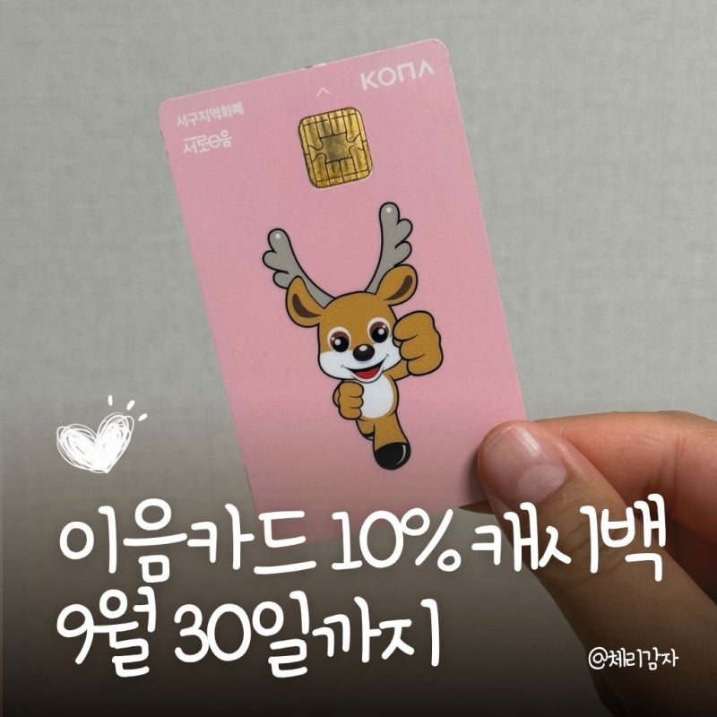 단 3일 남았다! 인천 이음카드 10%캐시백, 100만원 한도 9월 30일 까지