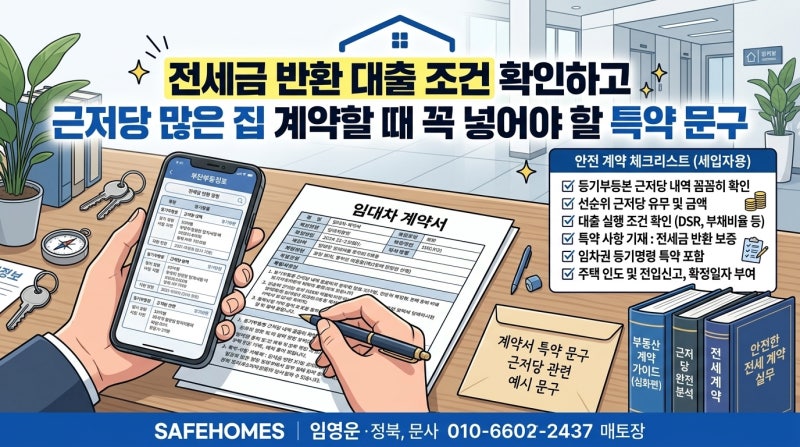 전세금 반환 대출 조건 확인하고 근저당 많은 집 계약할 때 꼭 넣어야 할 특약 문구