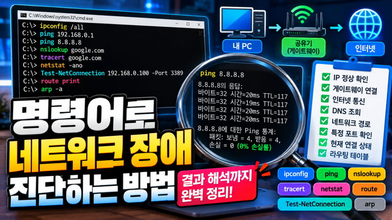명령어로 네트워크 장애 진단하는 방법｜결과 해석까지 완벽 정리