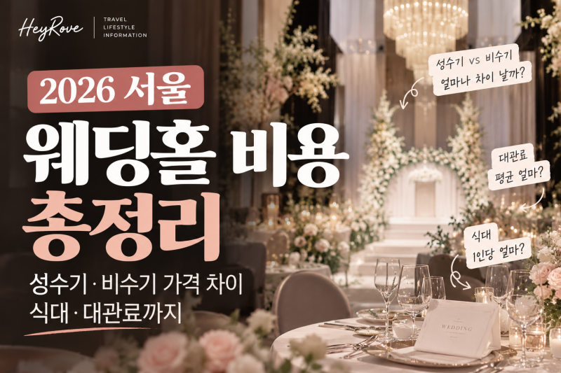 2026 서울 웨딩홀 비용 총정리｜성수기·비수기 가격 차이·식대·대관료