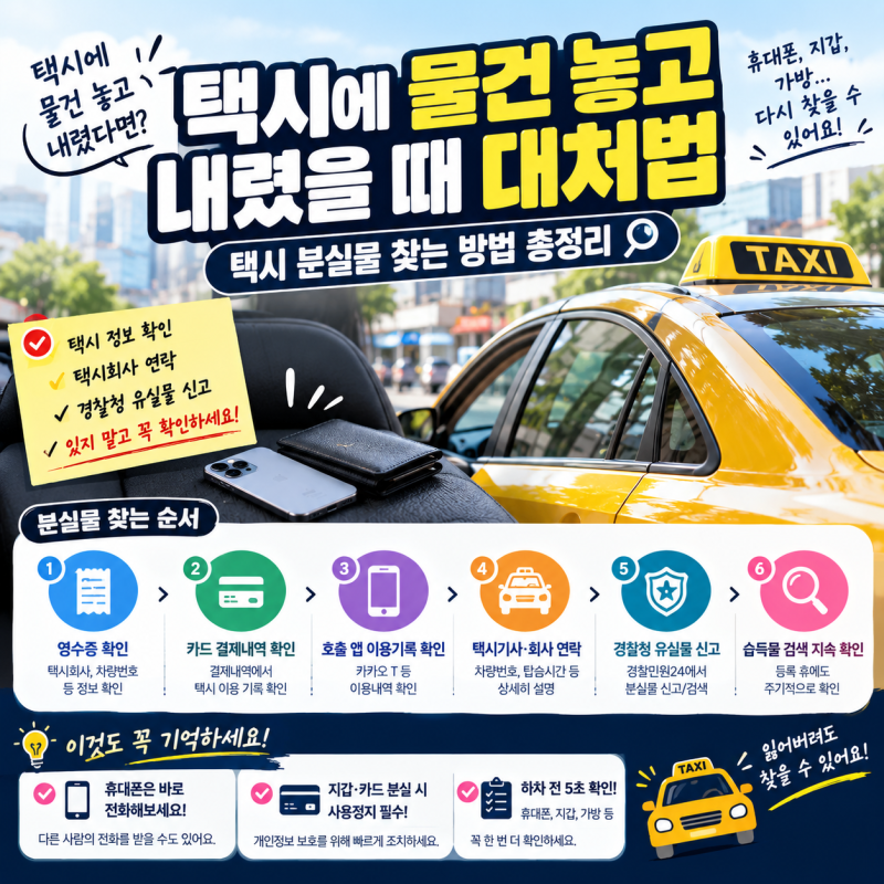 택시에 물건 놓고 내렸을 때 대처법｜택시 분실물 찾는 방법 총정리