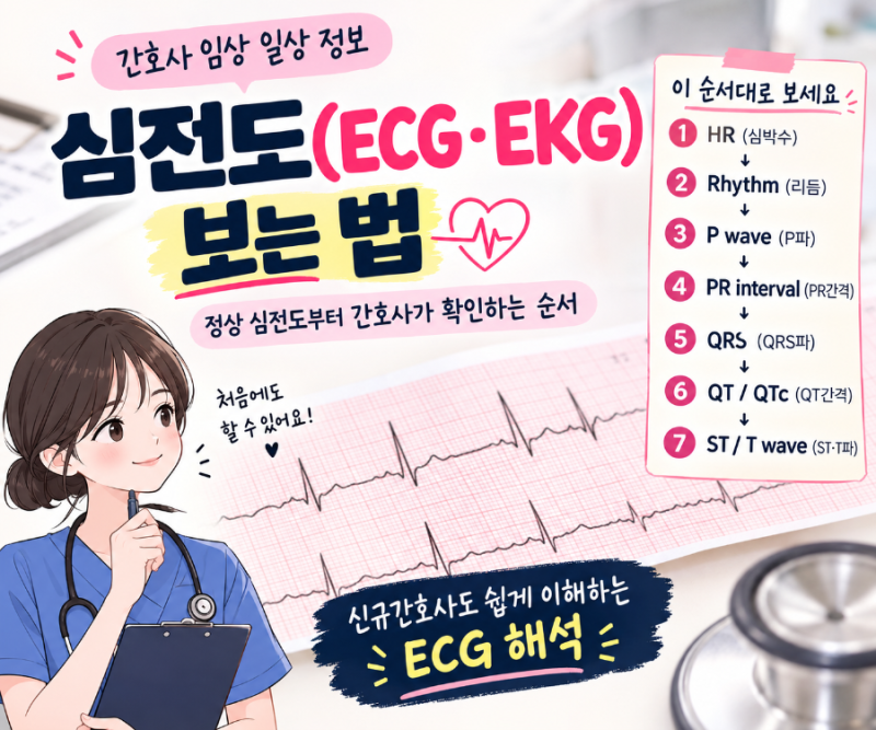 심전도(ECG·EKG) 보는 법｜정상 심전도부터 간호사가 확인하는 순서