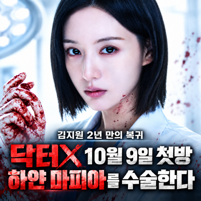 김지원 닥터X 10월 9일 첫방｜‘눈물의 여왕’ 이후 2년 만의 복귀, 천재의사가 ‘하얀 마피아....
