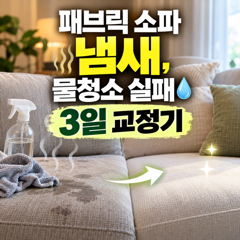 패브릭 소파 냄새, 물청소 실패 3일 교정기