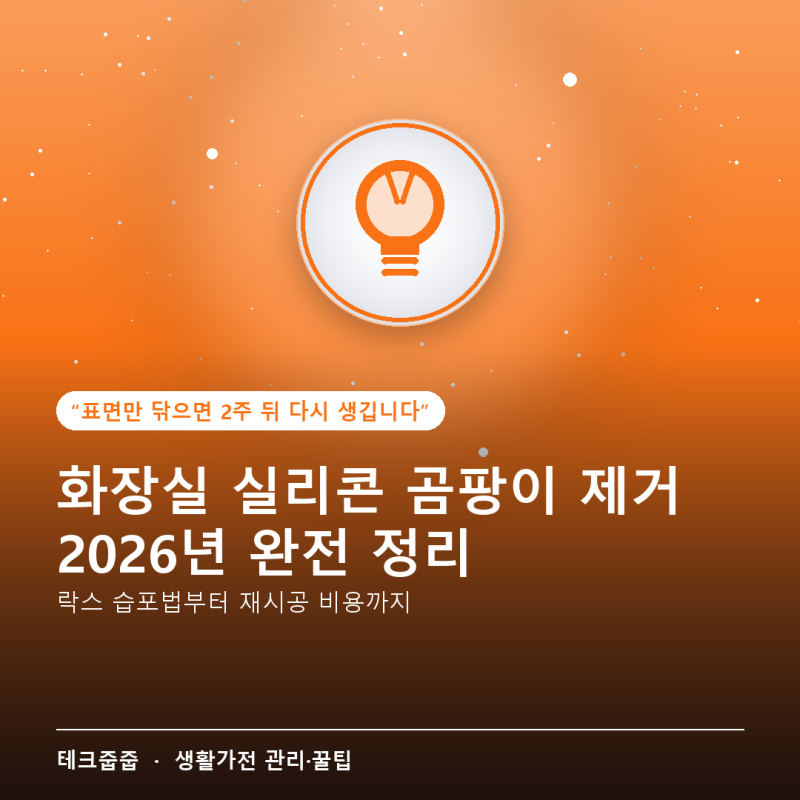화장실 실리콘 곰팡이 제거, 락스 습포법부터 재시공까지 2026년 완전 정리