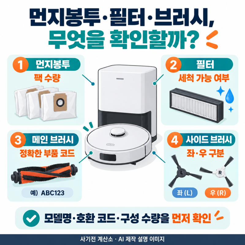 로봇청소기 먼지봉투·필터·브러시 교체비 계산법