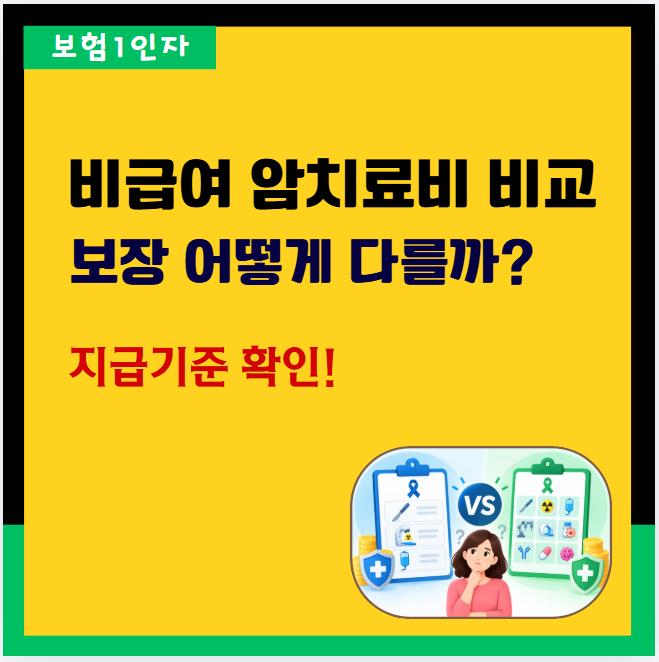 비급여 암치료비와 비급여 통합치료비 차이, 보장내용과 지급기준 비교