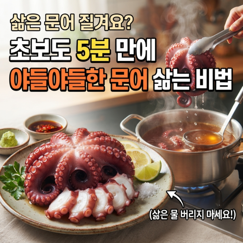 삶은 문어 질겨요? 초보도 5분 만에 야들야들한 문어 삶는 비법 (삶은 물 버리지 마세요!)