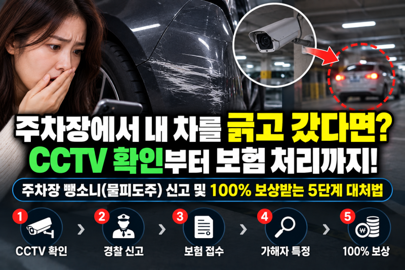 주차장에서 내 차를 긁고 갔다면? CCTV 확인부터 보험 처리까지 순서! 주차장 뺑소니(물피도주....