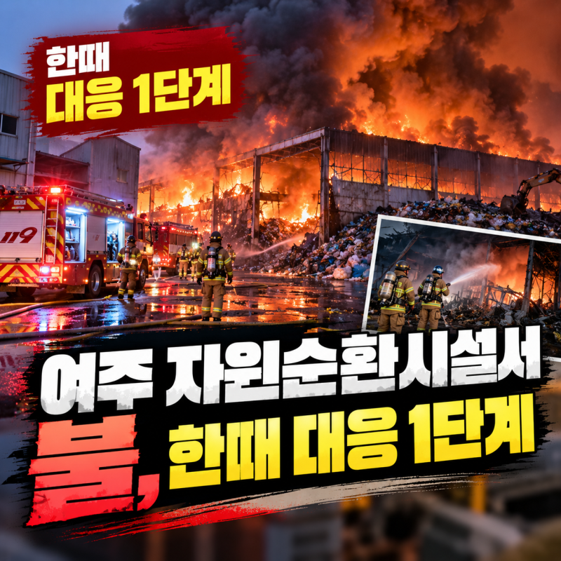 [사회] 여주 자원순환시설서 큰불…한때 대응 1단계, 근로자 3명 대피