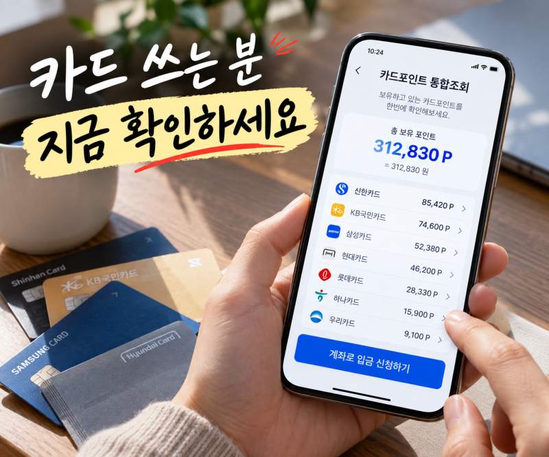 카드포인트 ‘현금’으로 계좌에 넣는 방법! 신용·체크카드 쓰면 꼭 조회하세요