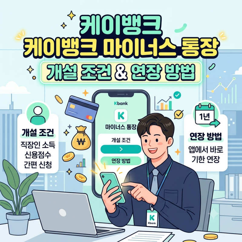 케이뱅크 마이너스 통장 개설 조건과 연장 방법