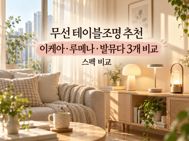 무선 테이블조명 추천, 이케아·루메나·발뮤다 3개 스펙 비교