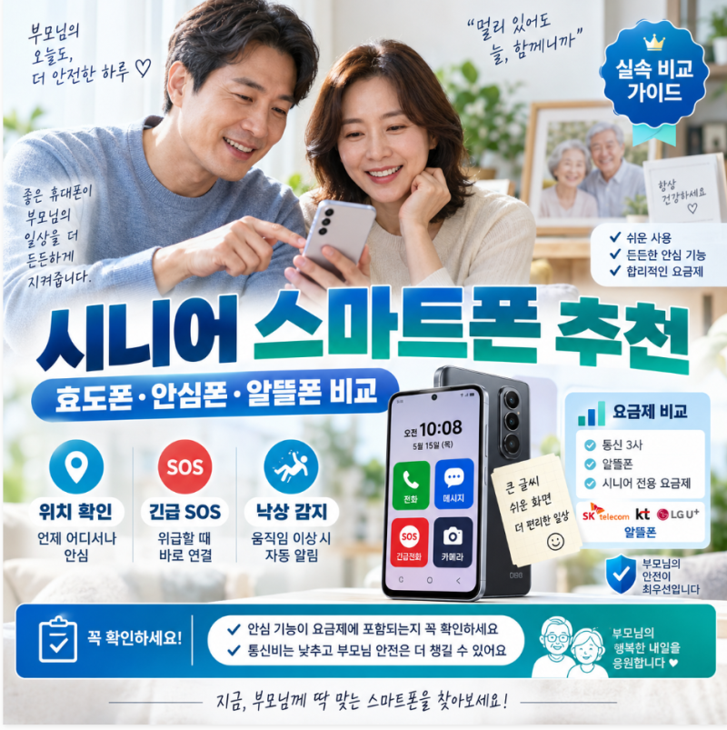 시니어 스마트폰 추천 효도폰 안심폰 알뜰폰 비교
