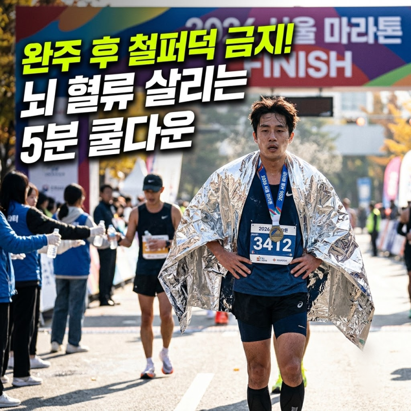 장거리 러닝 중 갑자기 멈추면 기절한다? 완주 직후 뇌 혈류 살리는 5분 쿨다운 걷기법