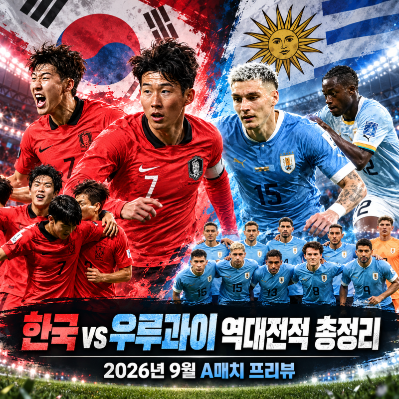 한국 vs 우루과이 남자 축구 대표팀 각급별 역대 상대전적 총정리(2026. 9 기준)