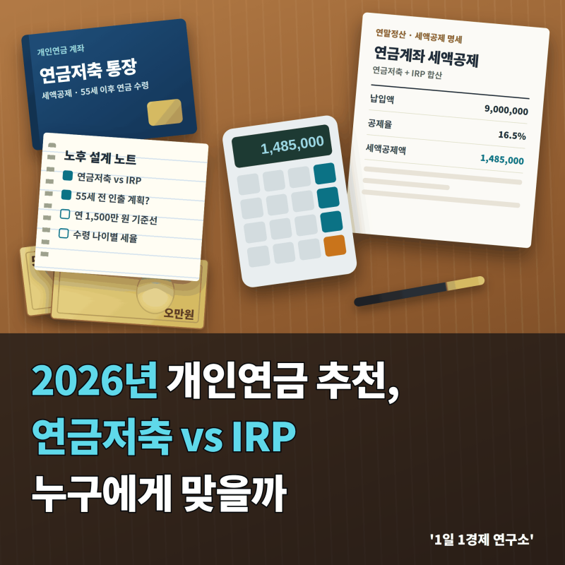 2026년 개인연금 추천, 연금저축 vs IRP 누구에게 맞을까