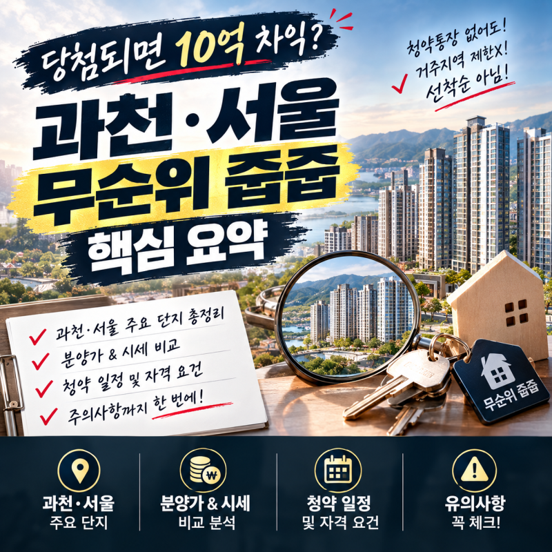 과천 광진구 무순위 청약 줍줍 당첨 시 10억 시세차익? 신청 조건 및 일정 총정리