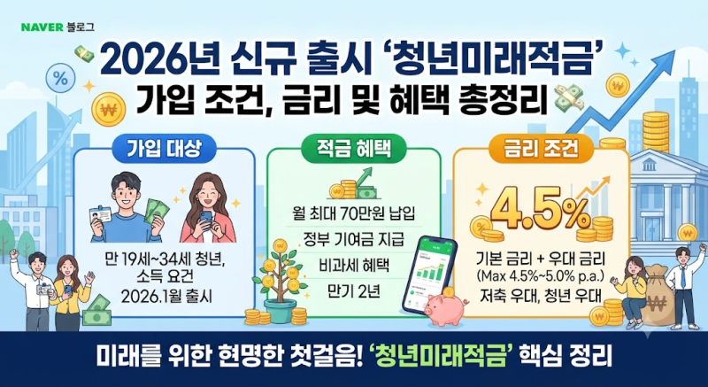 [청년 자산 형성] 2026년 신규 출시 '청년미래적금' 가입 조건, 금리 및 혜택 총정리