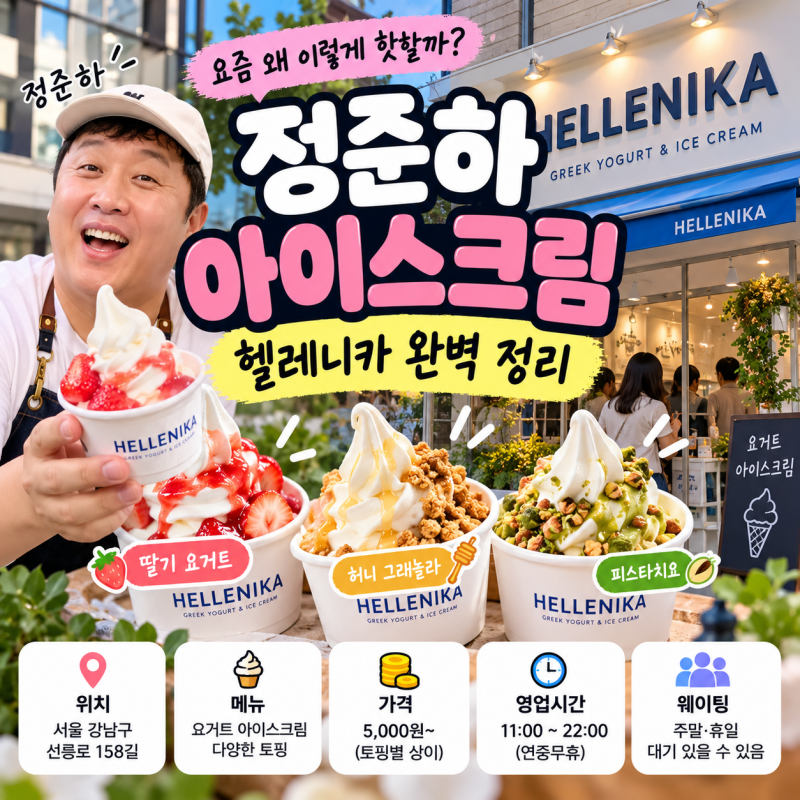 정준하 아이스크림 갑자기 뜬 이유, 헬레니카 위치·메뉴·가격까지