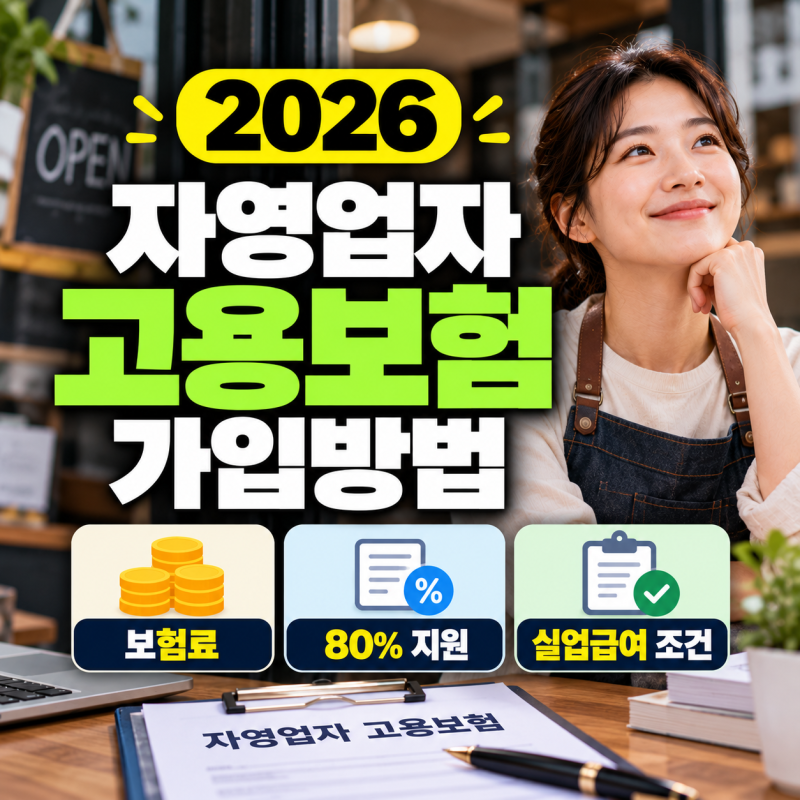 2026 자영업자 고용보험 가입방법｜보험료·80% 지원·실업급여 조건