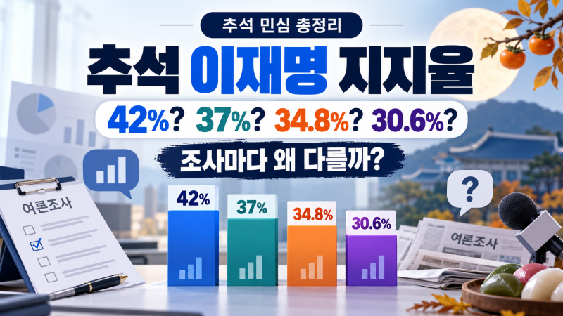 추석 이재명 지지율 42%? 30.6%? 조사마다 다른 이유와 추석 민심 총정리