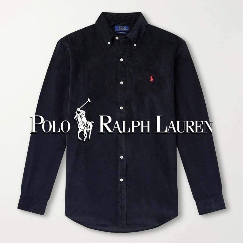 POLO RALPH LAUREN 폴로 랄프로렌 커스텀 핏 코듀로이 셔츠 - 블랙