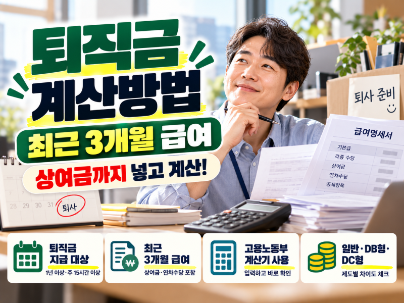 퇴직금 계산방법, 퇴직 전 3개월 급여·상여금 넣고 계산기 사용하기