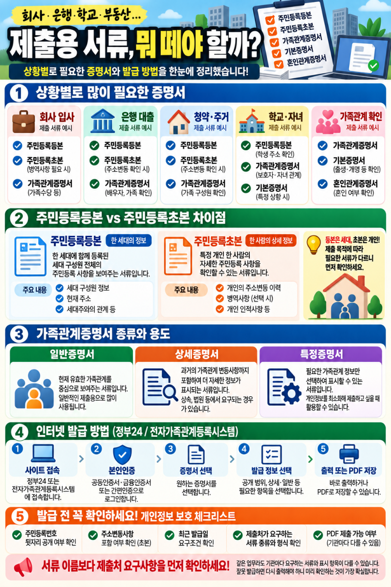 주민등록등본·가족관계증명서 인터넷 발급