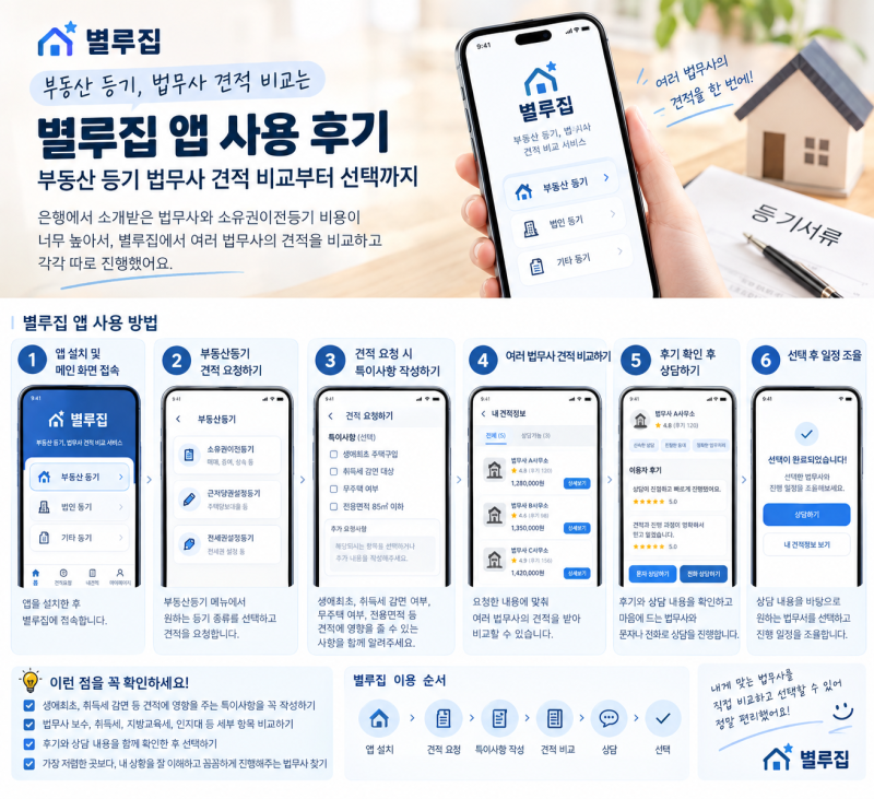 법무통 앱 사용 후기｜부동산 등기 법무사 견적 비교부터 선택까지
