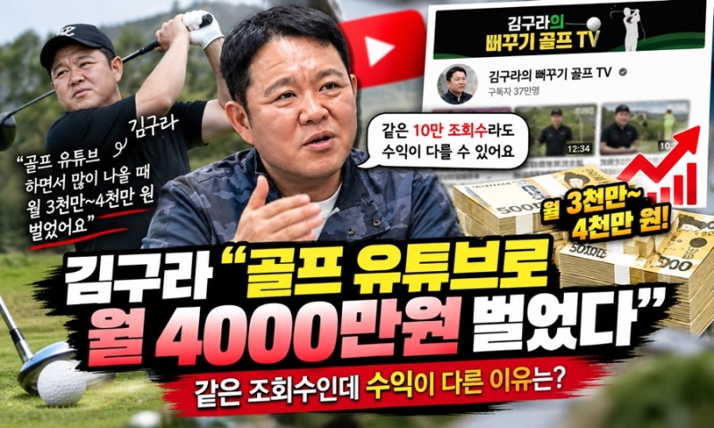김구라, 골프 유튜브로 월 4천만원까지…같은 10만뷰인데 수익이 다른 이유
